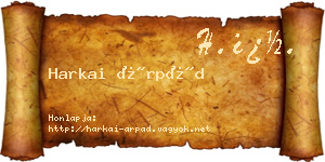 Harkai Árpád névjegykártya